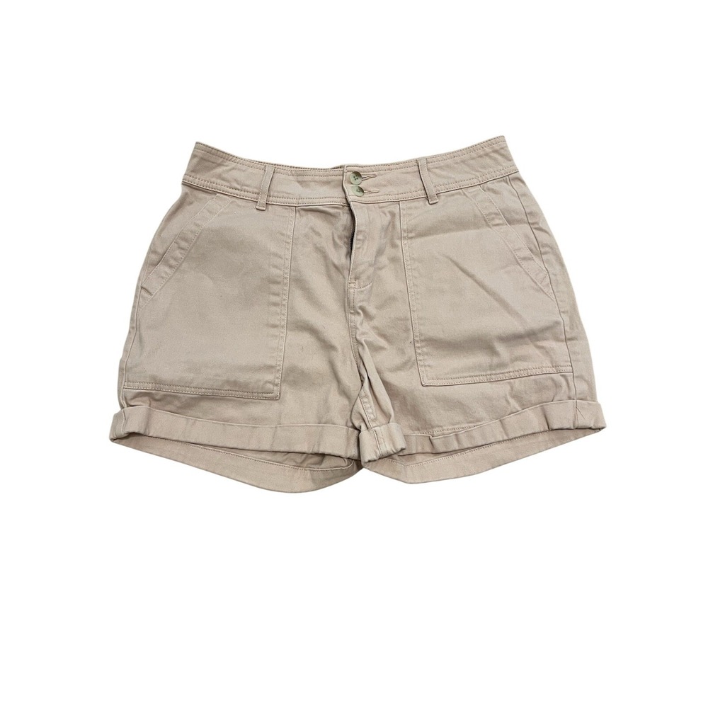 Falls Creek Womens Light Pink Utility Shorts Size 8 Cuffed Cotton Spandex Twill